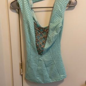 Teal beaded shirt